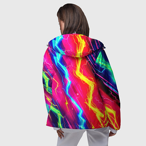 Женская ветровка Абстракция из неоновых молний - нейроарт / 3D-Белый – фото 4