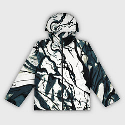 Женская ветровка Абстрактная текстура мрамор белый с тёмно-синим