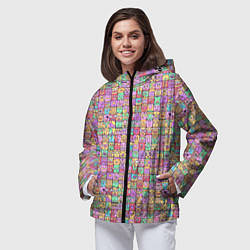 Ветровка с капюшоном женская Человечки эмоциональные, цвет: 3D-черный — фото 2