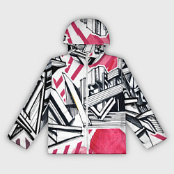 Ветровка с капюшоном женская Скетч архитектуры - акварельная абстракция, цвет: 3D-белый