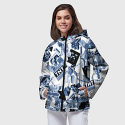 Ветровка с капюшоном женская Персонажи из игры Майнкрафт, цвет: 3D-черный — фото 2