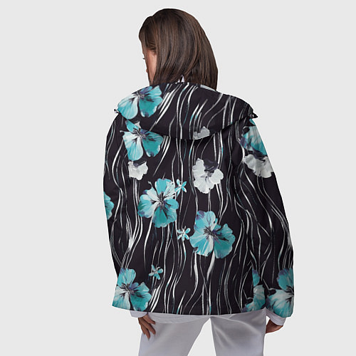 Женская ветровка Цветы и волнообразные линии / 3D-Белый – фото 4