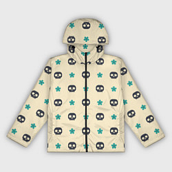 Ветровка с капюшоном женская Паттерн с черепами и мелкими цветочками, цвет: 3D-черный