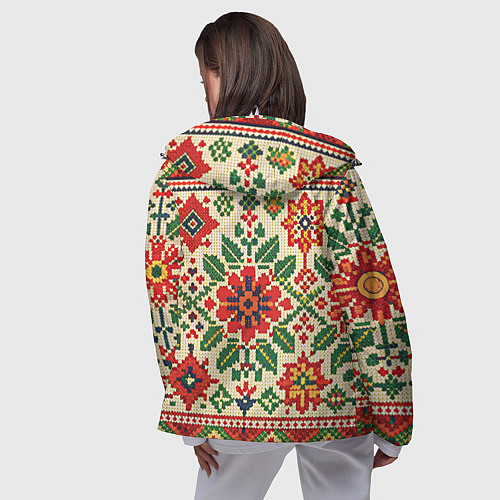 Женская ветровка Славянский узор и орнамент / 3D-Белый – фото 4