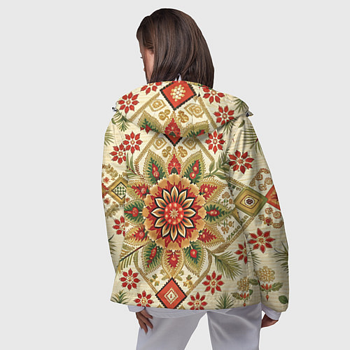 Женская ветровка Русские классические узоры и орнамент / 3D-Белый – фото 4