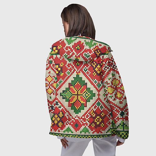 Женская ветровка Классические русские узоры и орнамент / 3D-Белый – фото 4