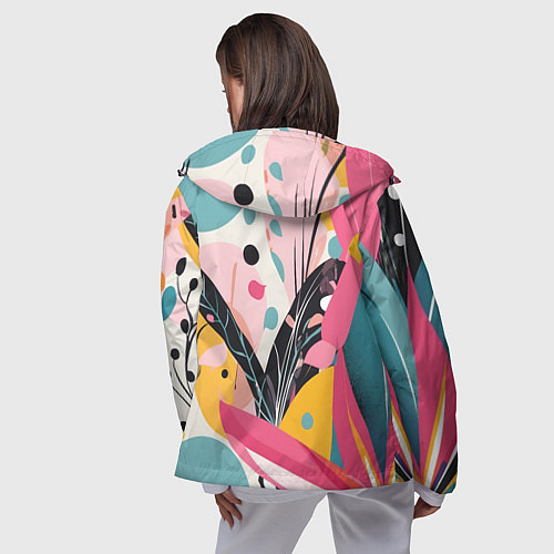 Женская ветровка Листья цветы абстракция / 3D-Черный – фото 4