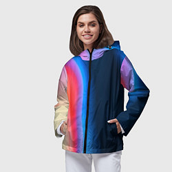 Ветровка с капюшоном женская Неоновый градиент разводы, цвет: 3D-черный — фото 2