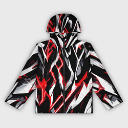 Женская ветровка Красно-белые агрессивные полосы на чёрном фоне