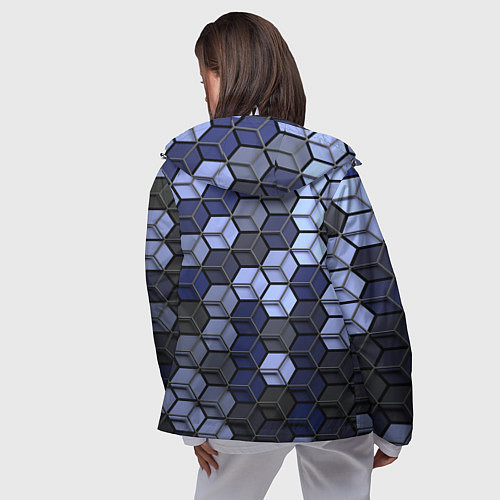 Женская ветровка Серо синие соты / 3D-Белый – фото 4