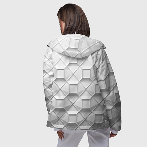 Женская ветровка Бело серая геометрия / 3D-Белый – фото 4