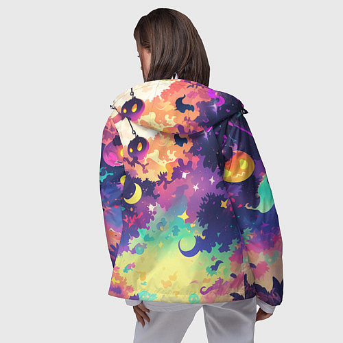 Женская ветровка 2 котика ведьмы / 3D-Белый – фото 4