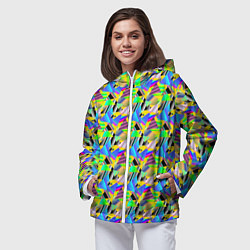 Ветровка с капюшоном женская Треугольники голографический эффект - паттерн, цвет: 3D-белый — фото 2
