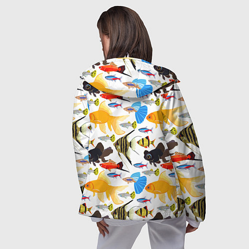 Женская ветровка Аквариумные рыбки паттерн / 3D-Белый – фото 4