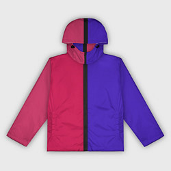 Ветровка с капюшоном женская Полосы фуксия, фиолетовый и черный, цвет: 3D-черный