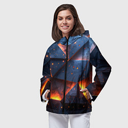 Ветровка с капюшоном женская Геометрический рендер с эффектом свечения, цвет: 3D-черный — фото 2