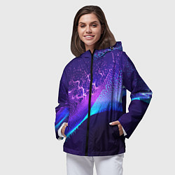 Ветровка с капюшоном женская Неоновые краски всплеск, цвет: 3D-черный — фото 2