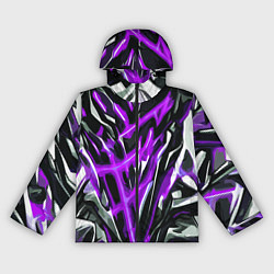 Ветровка с капюшоном женская Фиолетовая энергетическая абстракция, цвет: 3D-черный