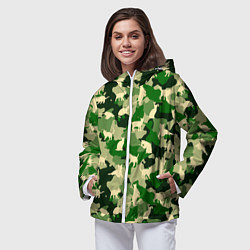 Ветровка с капюшоном женская Коты на цветном камуфляже, цвет: 3D-белый — фото 2