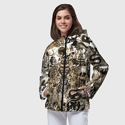 Ветровка с капюшоном женская Дракон и самураи в японском стиле, цвет: 3D-черный — фото 2