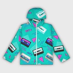 Ветровка с капюшоном женская Бирюзовая кассета из 90-х, цвет: 3D-белый