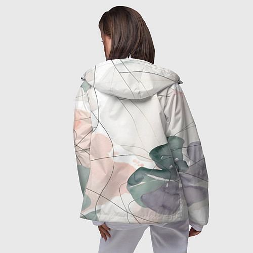 Женская ветровка Акварельные листья светлые / 3D-Белый – фото 4