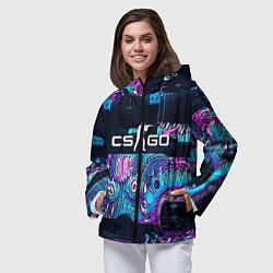 Ветровка с капюшоном женская CS GO neon blob, цвет: 3D-черный — фото 2