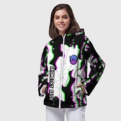 Ветровка с капюшоном женская Geometry dash glitch flame, цвет: 3D-белый — фото 2