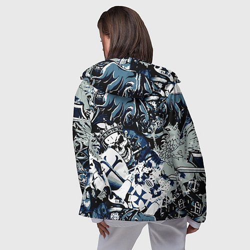 Женская ветровка Рыцари средневековья цербер и череп короля / 3D-Черный – фото 4