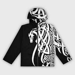 Ветровка с капюшоном женская Языческий кельтский орнамент тату, цвет: 3D-черный