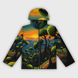 Женская ветровка Лес из зеленых инопланетных деревьев в стиле Сальв