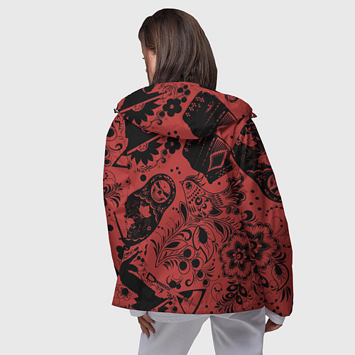 Женская ветровка Матрёшка с черепом на фоне славянских узоров и бал / 3D-Черный – фото 4