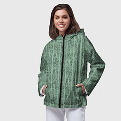 Ветровка с капюшоном женская Холодный зелёный полосы с мелкими крапинками, цвет: 3D-черный — фото 2