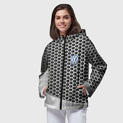 Ветровка с капюшоном женская Volkswagen metal motors, цвет: 3D-черный — фото 2