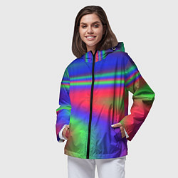 Ветровка с капюшоном женская Неоновые цвета градиент краски, цвет: 3D-черный — фото 2