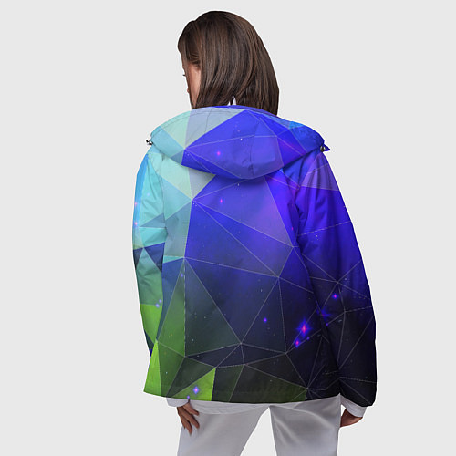Женская ветровка Неоновые треугольники геометрия / 3D-Белый – фото 4