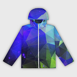 Ветровка с капюшоном женская Неоновые треугольники геометрия, цвет: 3D-белый