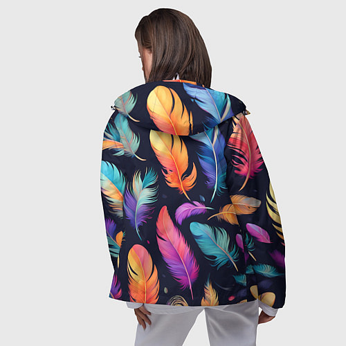 Женская ветровка Разноцветные переливающиеся перья / 3D-Белый – фото 4