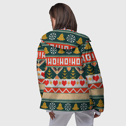 Женская ветровка Новогодняя вязанная текстура ho-ho / 3D-Белый – фото 4