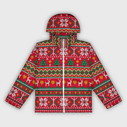 Ветровка с капюшоном женская Текстура свитерной вязки новогодняя, цвет: 3D-белый