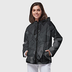 Ветровка с капюшоном женская Трещины, цвет: 3D-черный — фото 2