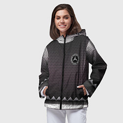 Ветровка с капюшоном женская Mercedes benz carbon steel, цвет: 3D-черный — фото 2