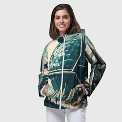 Ветровка с капюшоном женская Фантастика круглое здание, цвет: 3D-белый — фото 2