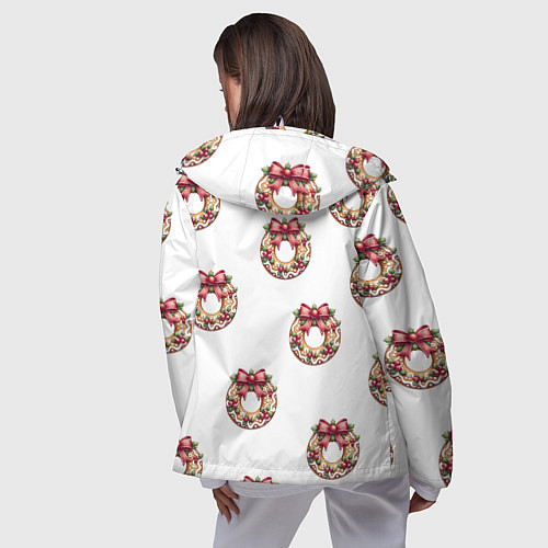 Женская ветровка Много новогодних пончиков с бантиком и ягодами / 3D-Белый – фото 4