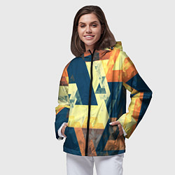 Ветровка с капюшоном женская Абстрактные треугольники, цвет: 3D-черный — фото 2