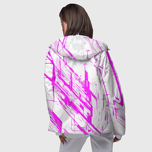 Женская ветровка Розовые полосы на белом фоне / 3D-Белый – фото 4