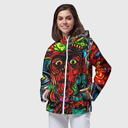 Ветровка с капюшоном женская Мексиканский стиль психоделика, цвет: 3D-белый — фото 2