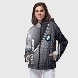Ветровка с капюшоном женская BMW metalic auto metal, цвет: 3D-черный — фото 2