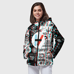 Ветровка с капюшоном женская Twenty one pilots glitch pattern, цвет: 3D-черный — фото 2