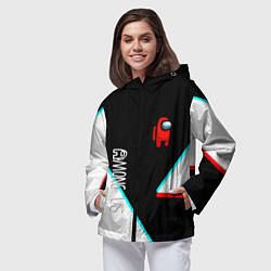 Ветровка с капюшоном женская Among us geometry steel glitch, цвет: 3D-черный — фото 2
